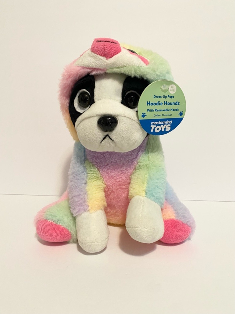Mastermind Toys Hoodie Houndz Puppy Dog Plush w Rainbow Sloth Stuffed Animal